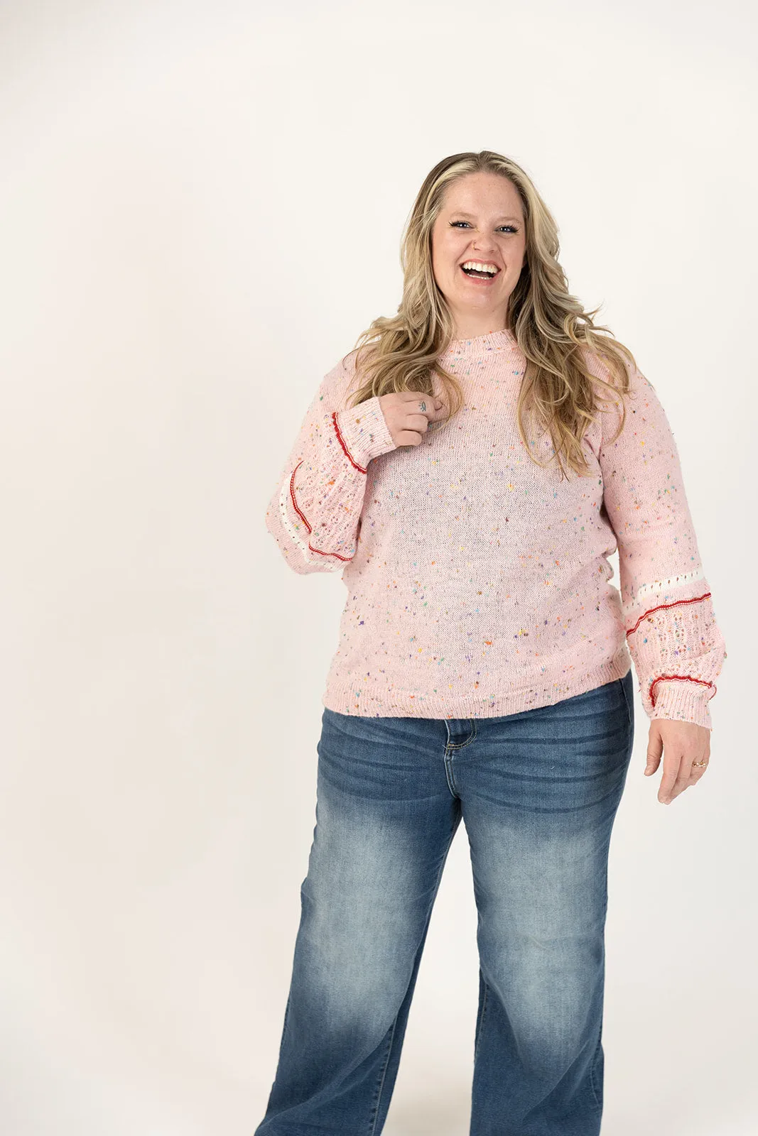 Dolly Long Sleeve Confetti Sweater Curvy