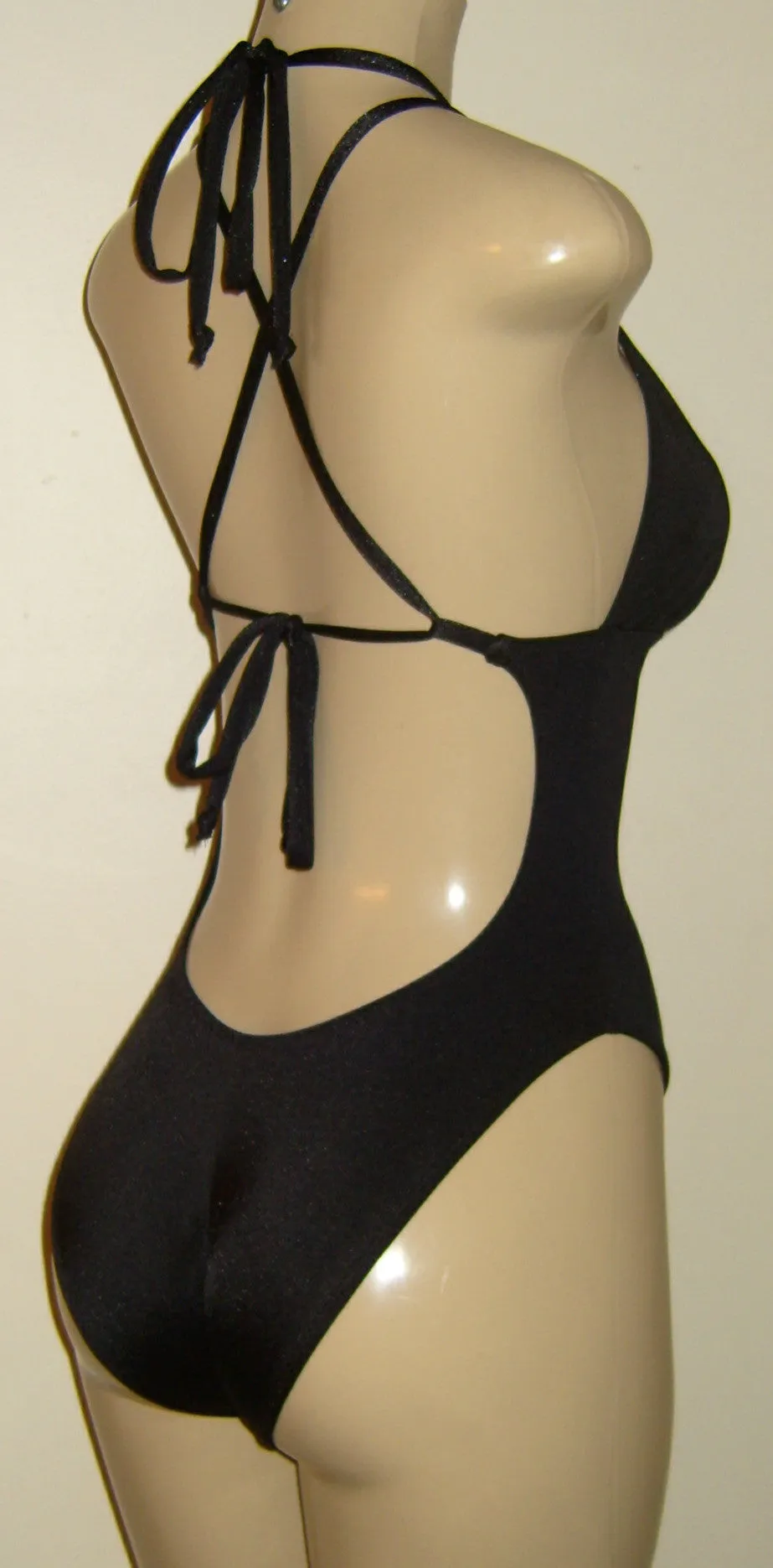 Double String One Piece Swimsuit High Leg