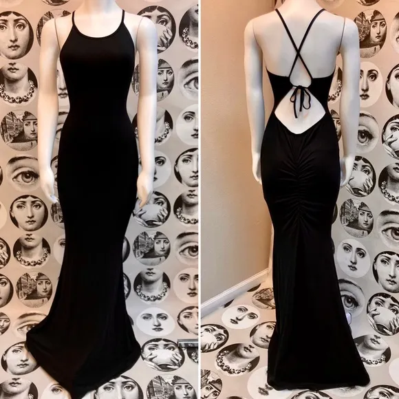 Elegant &amp; Soft Long Maxi Dress w/ Adjustable Straps &amp; Derrière Ruching, Sz S