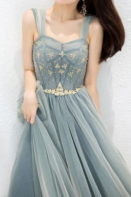 Elegant Blue A-line Off Shoulder Long Prom Dresses Online,Evening Party Dresses,12516
