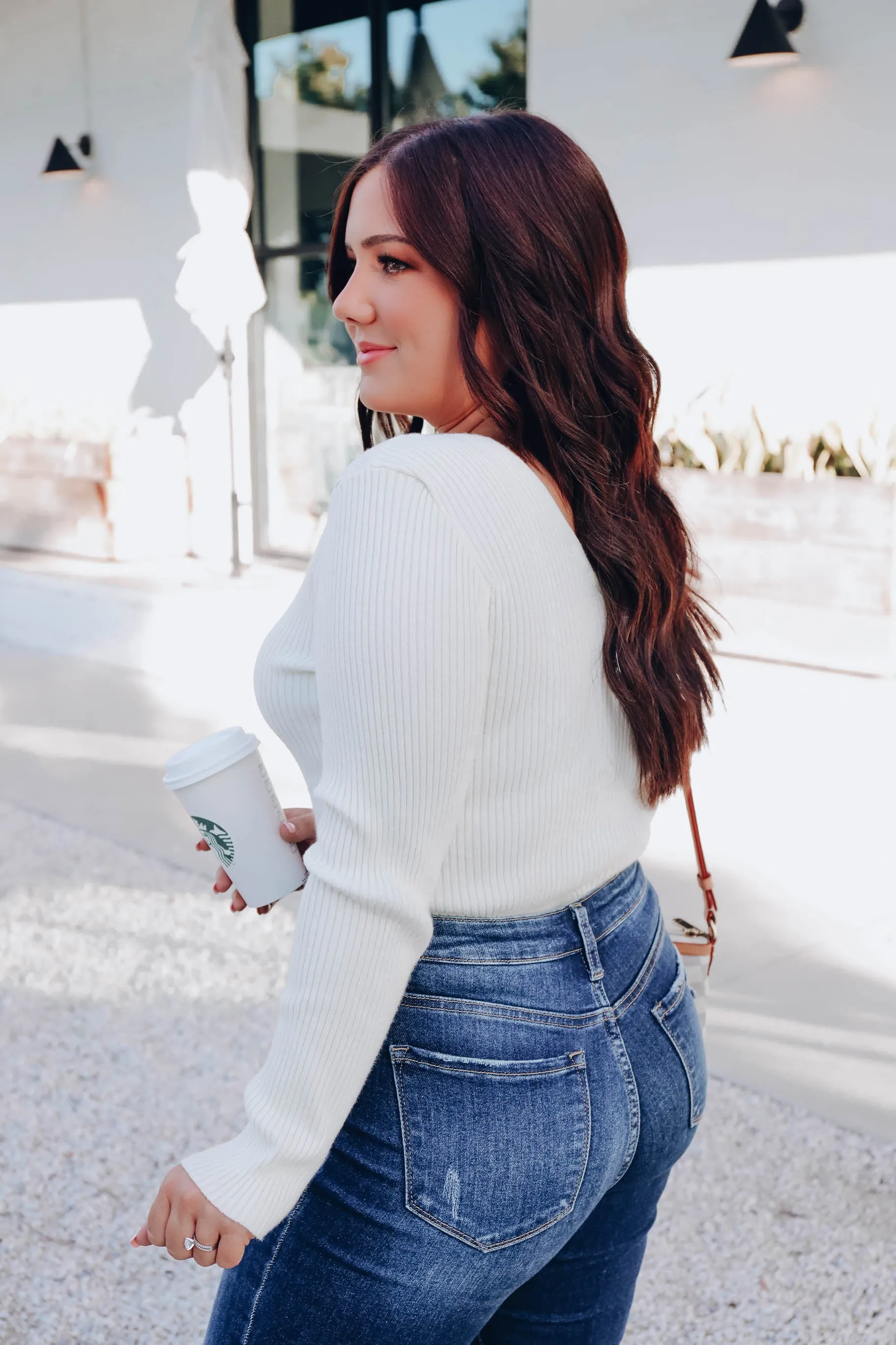 Eli Deep V Sweater - Ivory