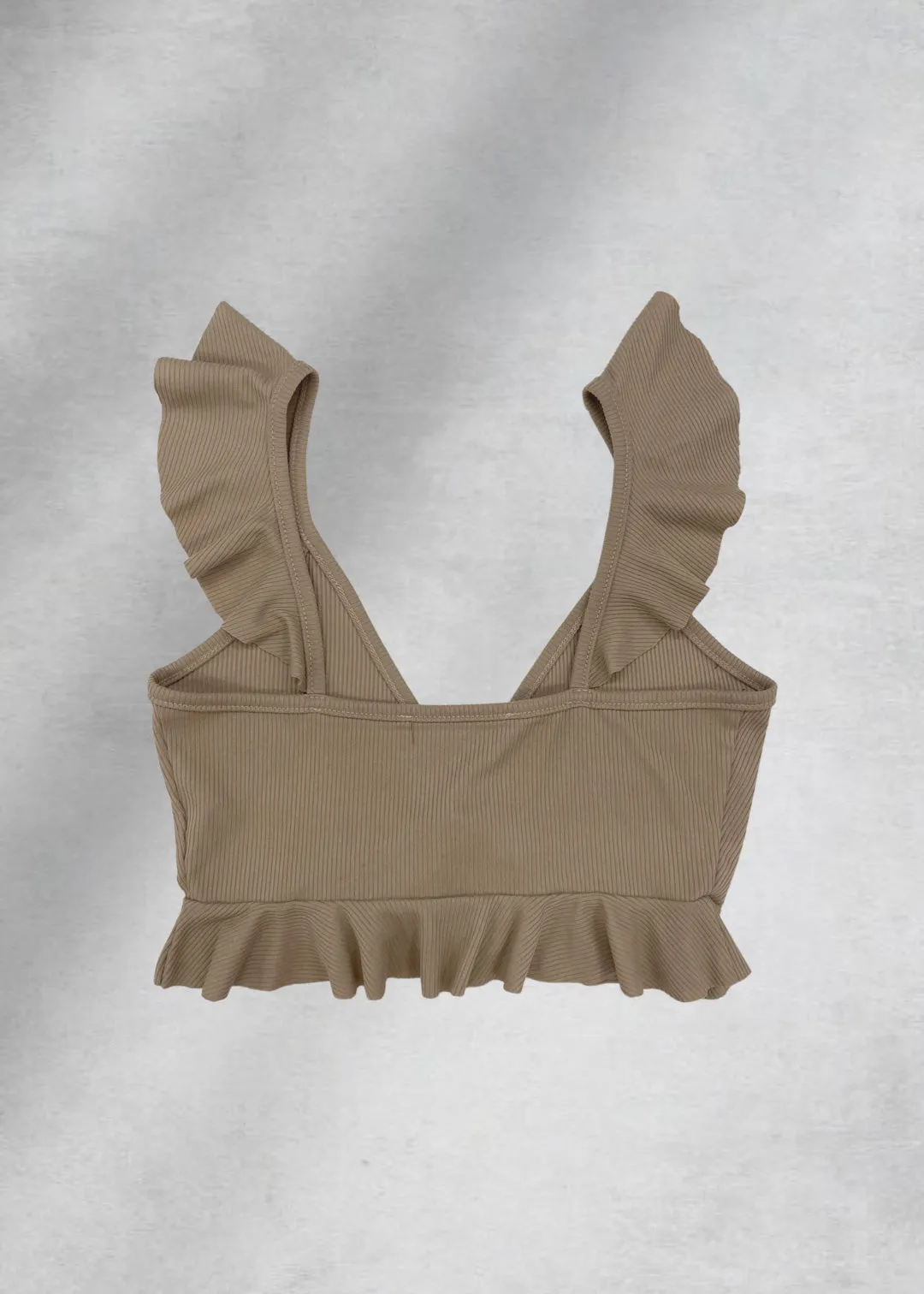 Ella Ruffle Crop Top - Beige