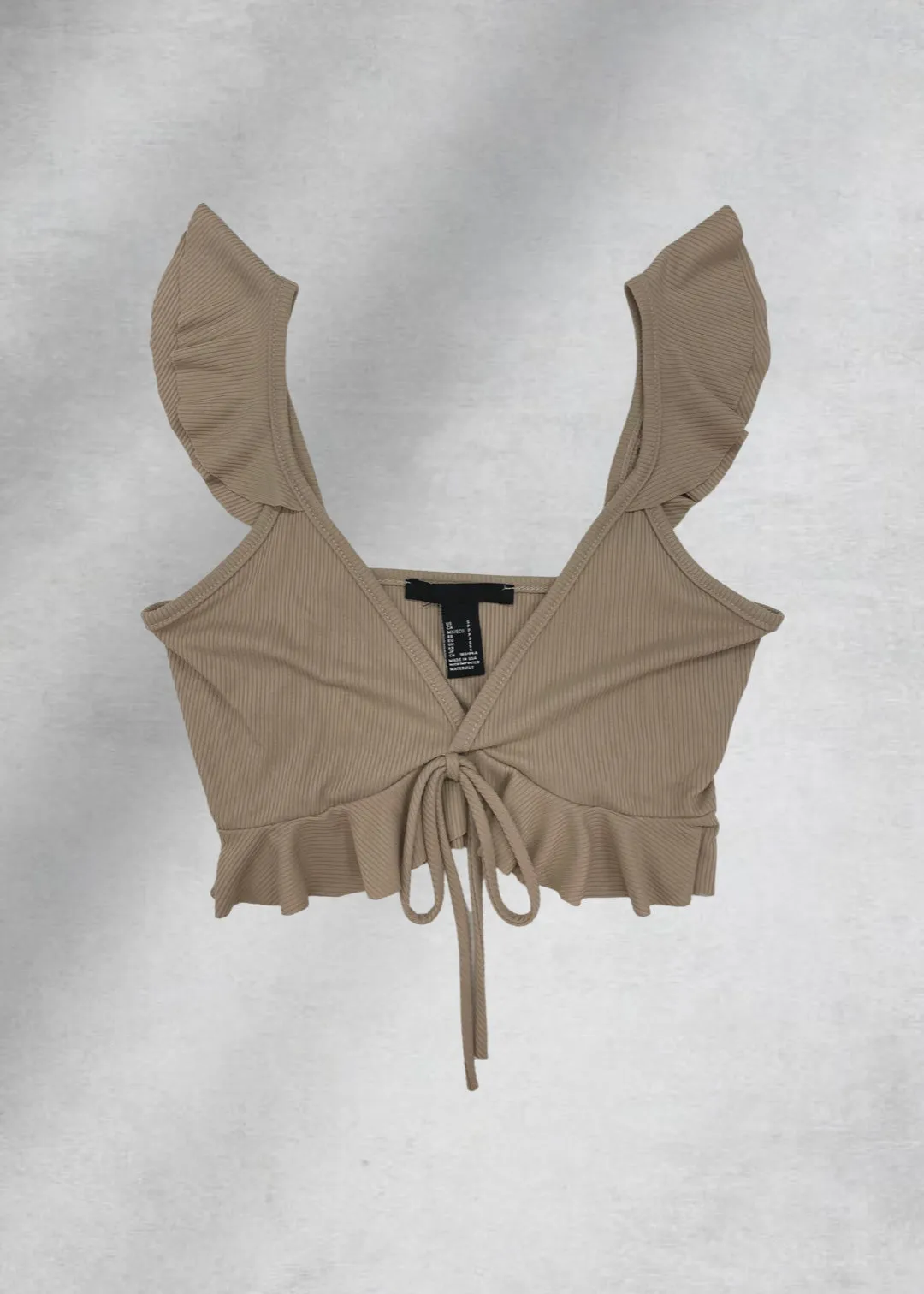 Ella Ruffle Crop Top - Beige