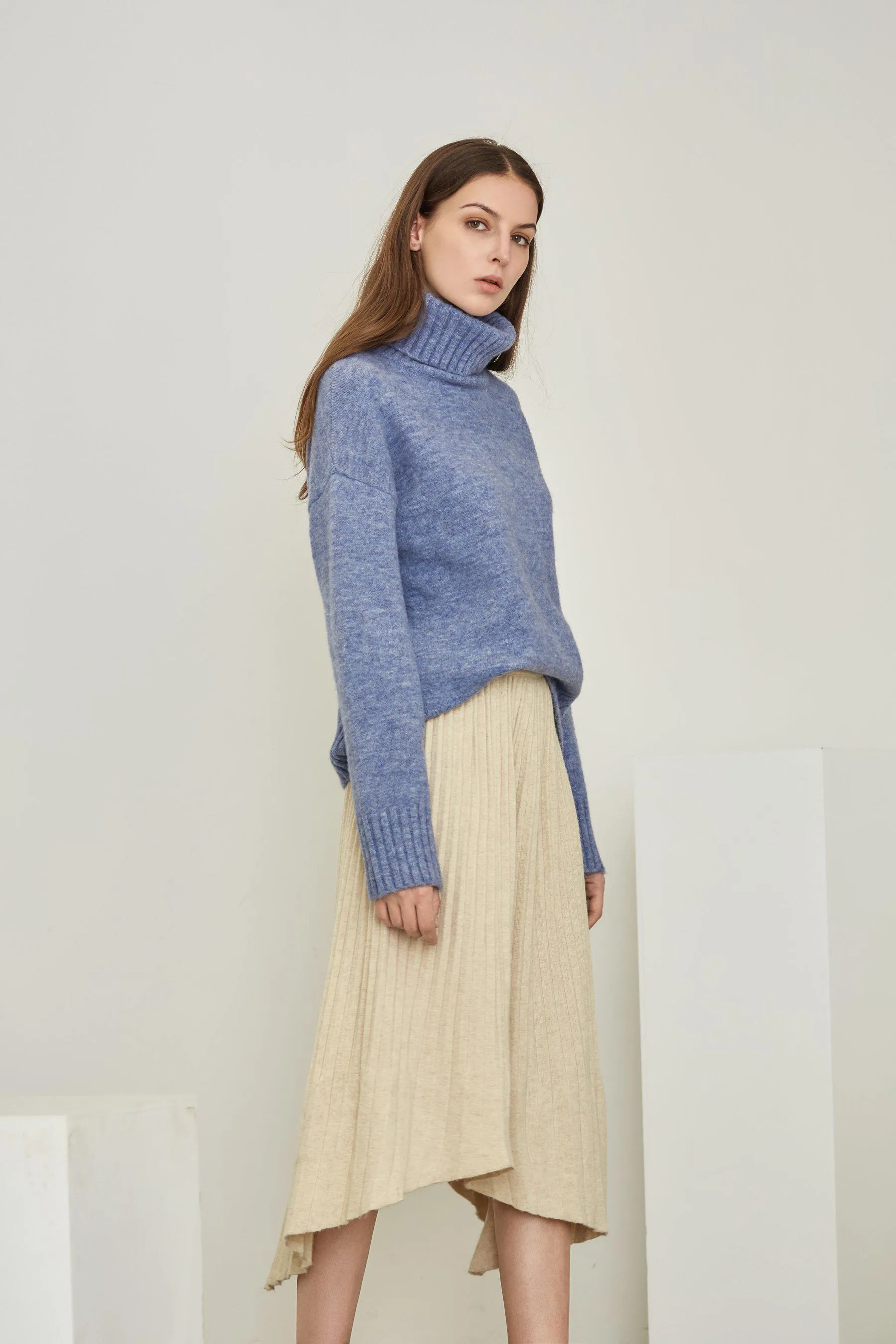 EMMA YAK WOOL BLEND TURTLENECK SWEATER