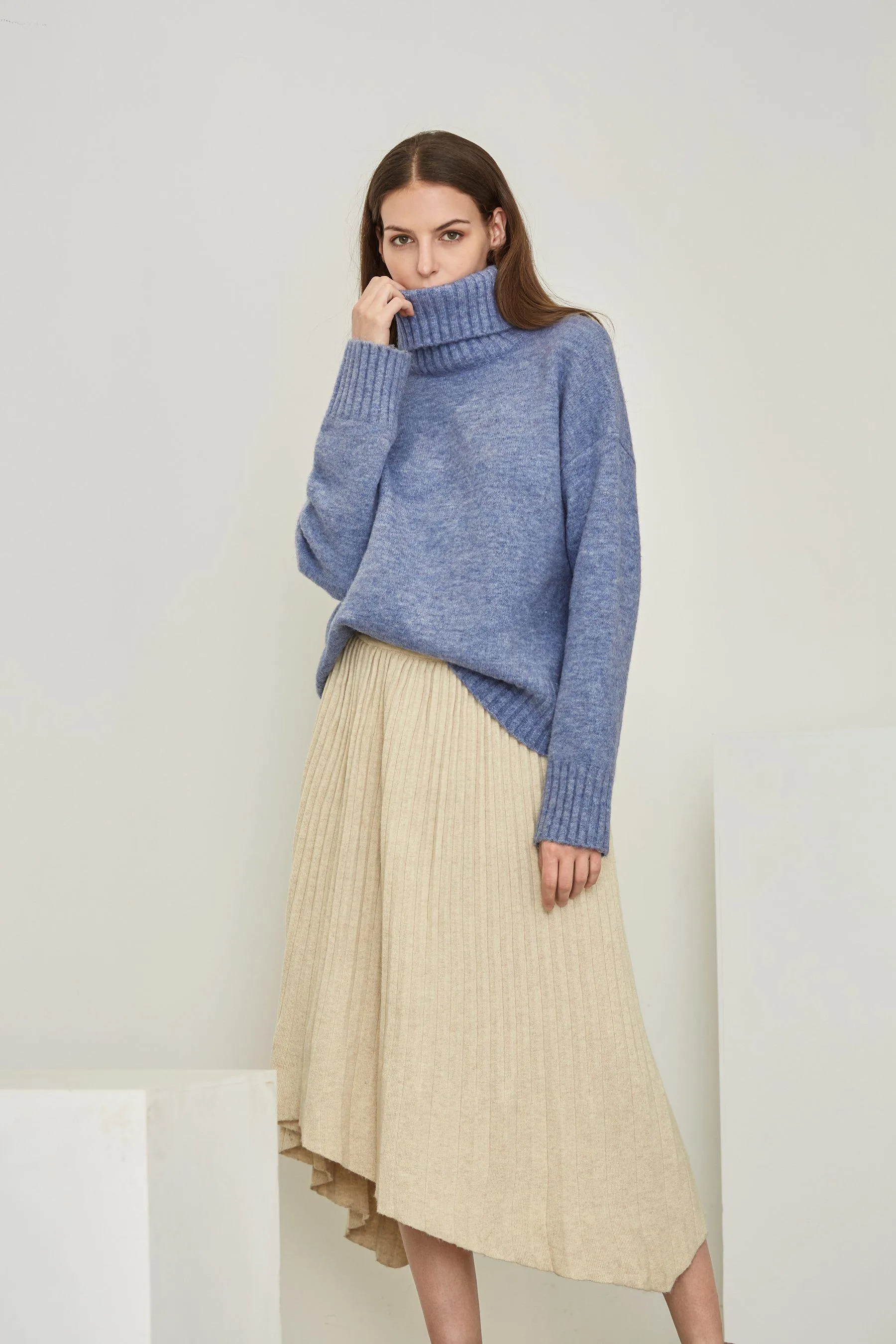 EMMA YAK WOOL BLEND TURTLENECK SWEATER