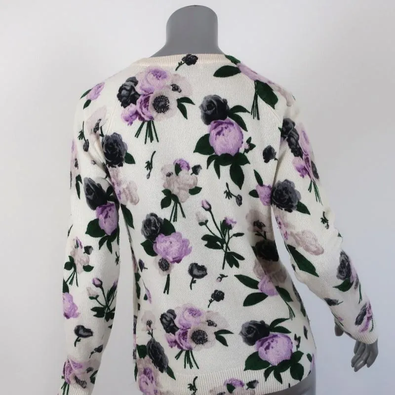 Equipment Cashmere Sweater Sloane Floral Print Sz Extra Small Crewneck Pullover