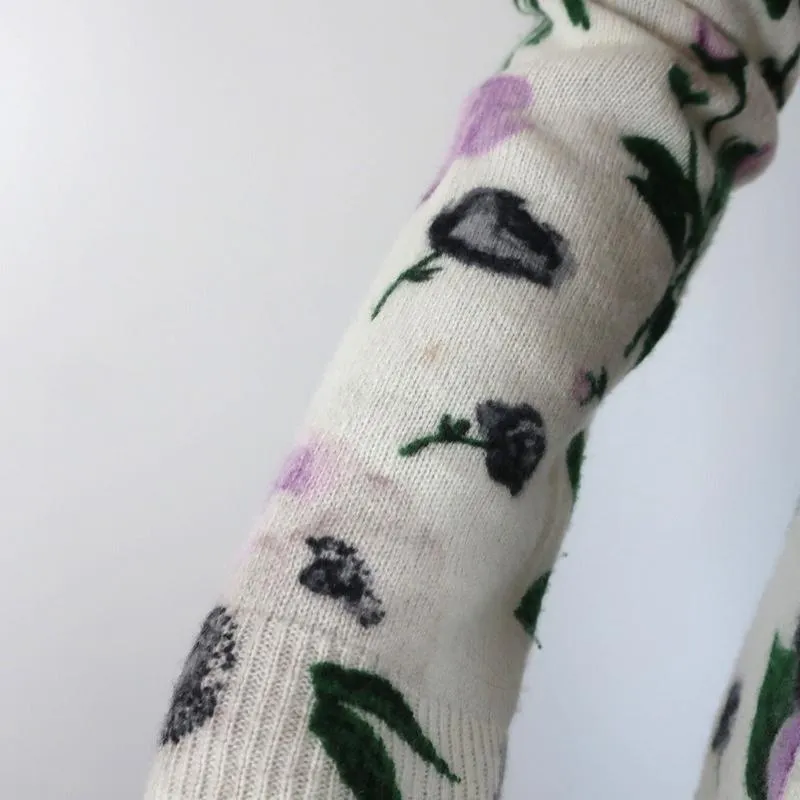 Equipment Cashmere Sweater Sloane Floral Print Sz Extra Small Crewneck Pullover