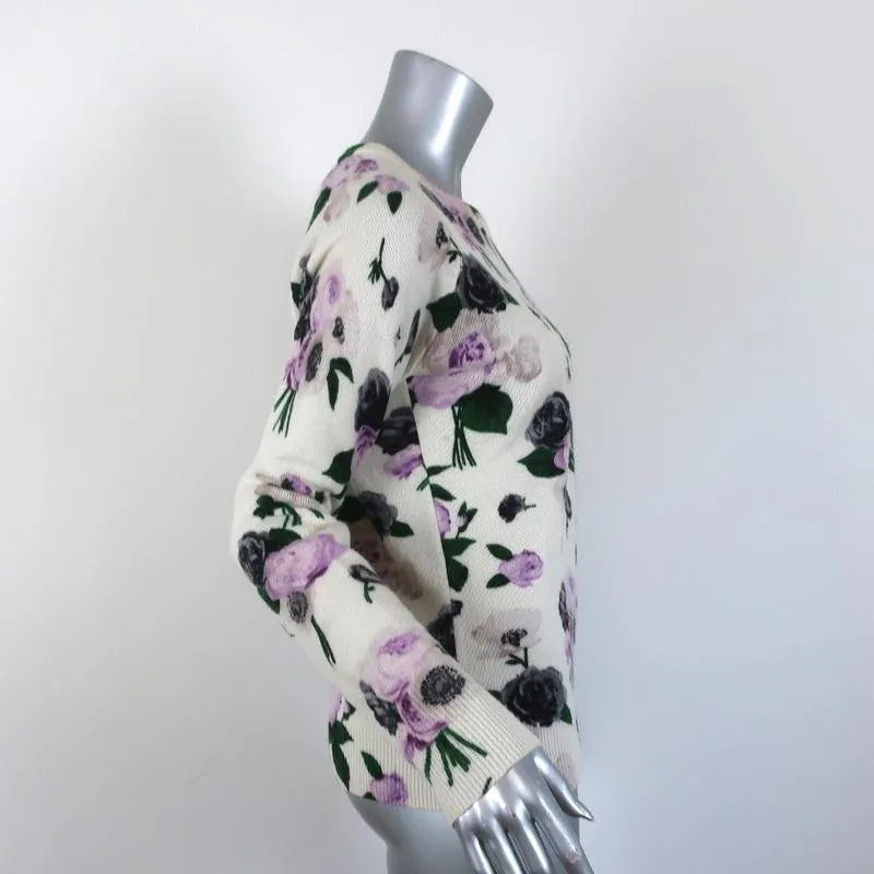 Equipment Cashmere Sweater Sloane Floral Print Sz Extra Small Crewneck Pullover