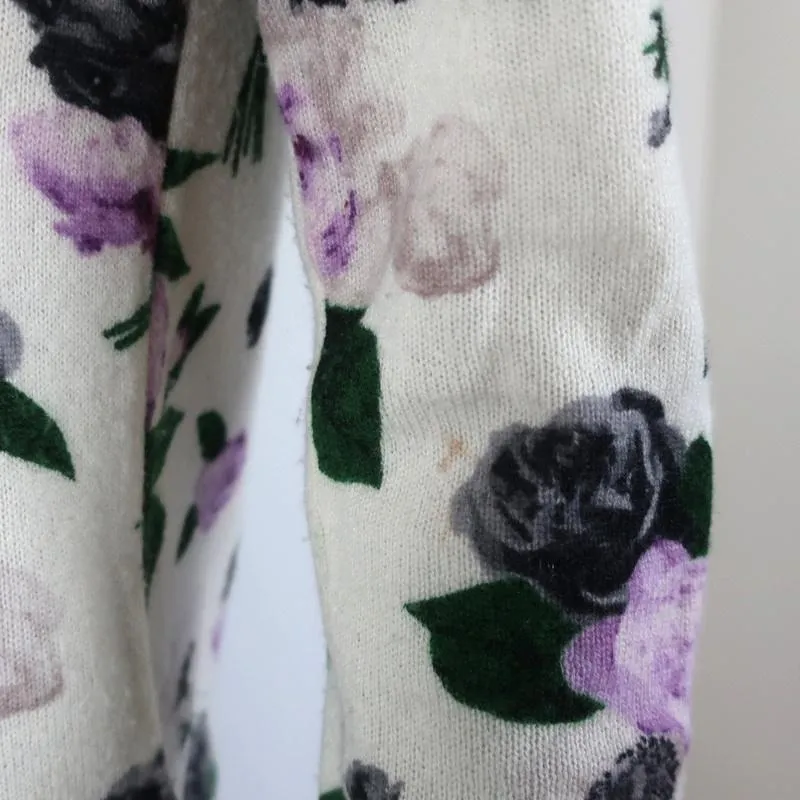 Equipment Cashmere Sweater Sloane Floral Print Sz Extra Small Crewneck Pullover