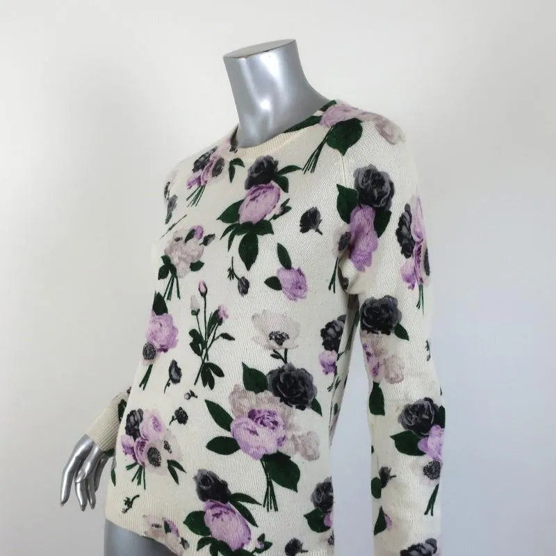 Equipment Cashmere Sweater Sloane Floral Print Sz Extra Small Crewneck Pullover