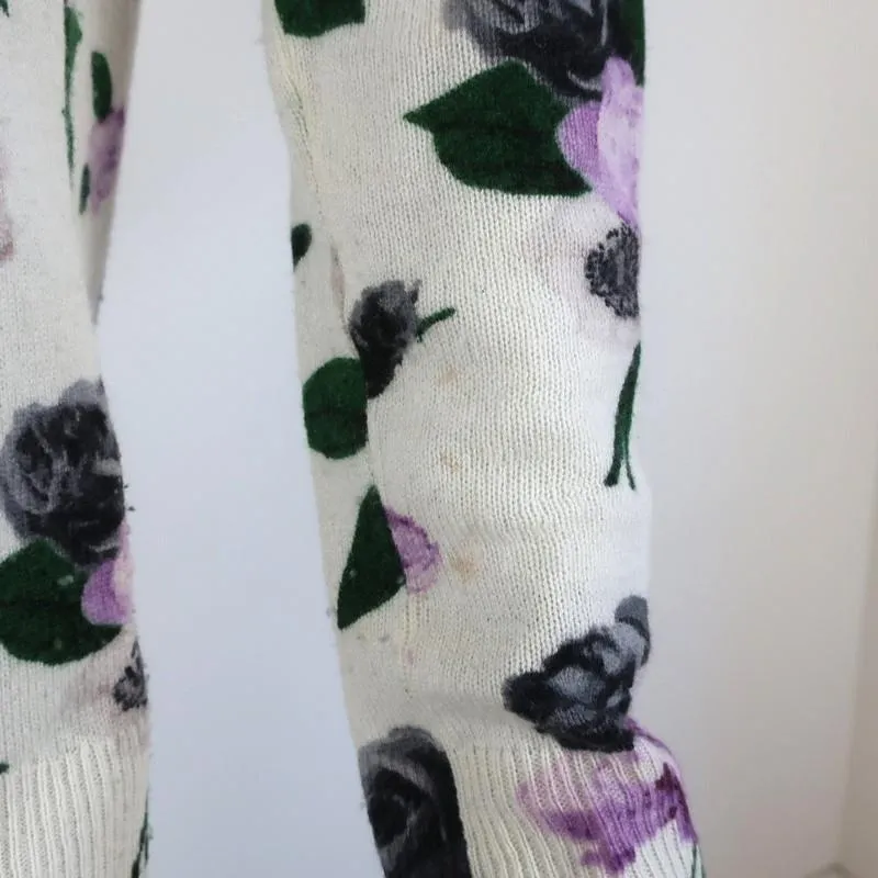 Equipment Cashmere Sweater Sloane Floral Print Sz Extra Small Crewneck Pullover