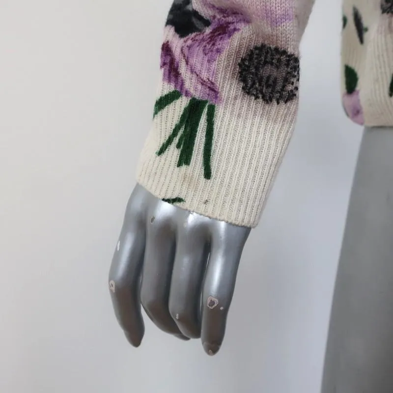 Equipment Cashmere Sweater Sloane Floral Print Sz Extra Small Crewneck Pullover
