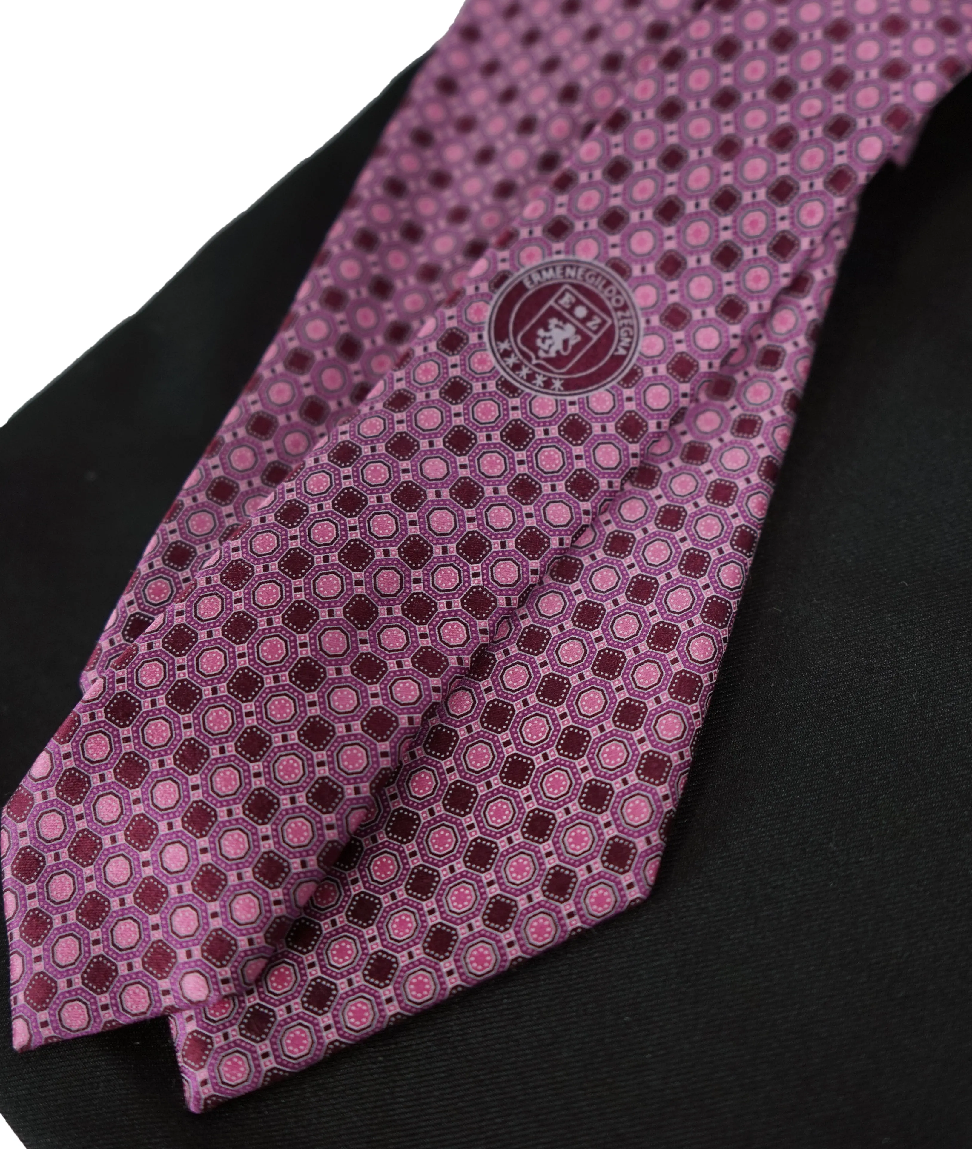 ERMENEGILDO ZEGNA - Pink & Burgundy Medallion Tie