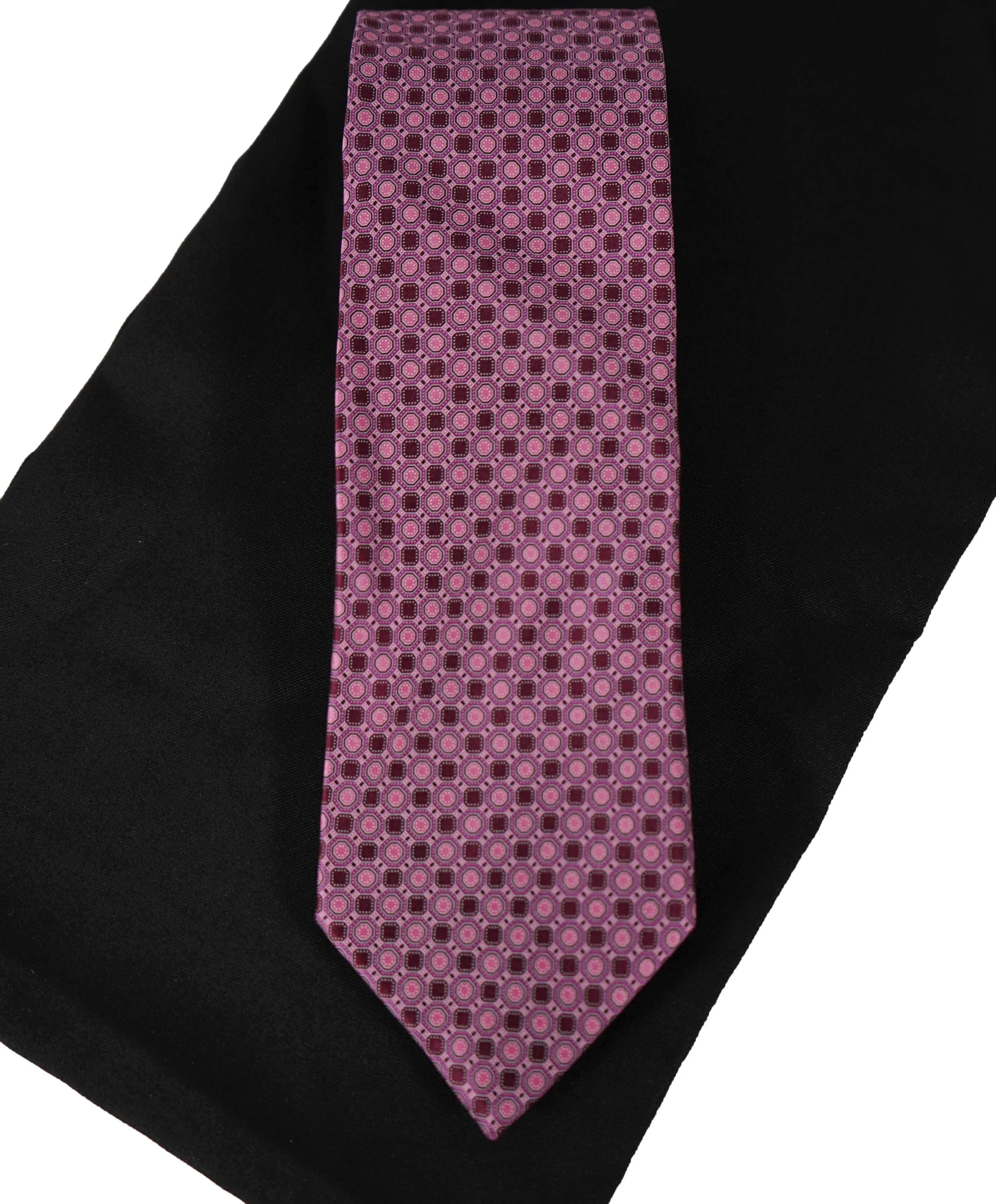 ERMENEGILDO ZEGNA - Pink & Burgundy Medallion Tie