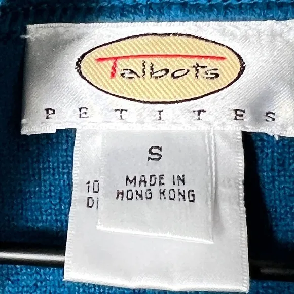 EUC Talbots Peacock Blue 100% Wool Open Cardigan Sweater Size Small