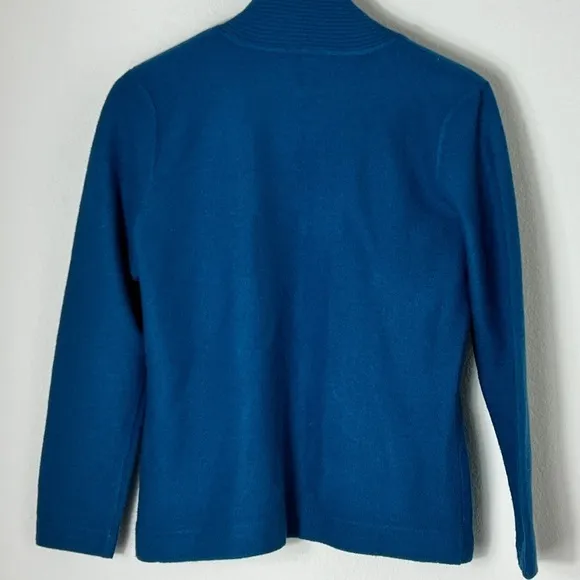 EUC Talbots Peacock Blue 100% Wool Open Cardigan Sweater Size Small