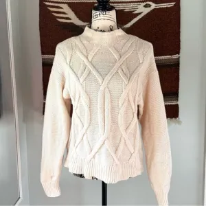 Everlane Wool Cream Cable Knit Mock Neck Sweater