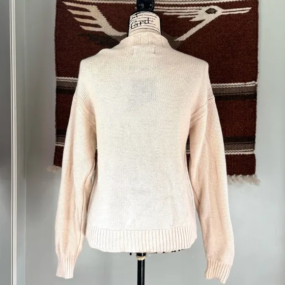 Everlane Wool Cream Cable Knit Mock Neck Sweater
