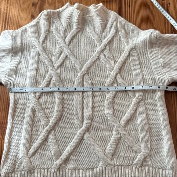 Everlane Wool Cream Cable Knit Mock Neck Sweater