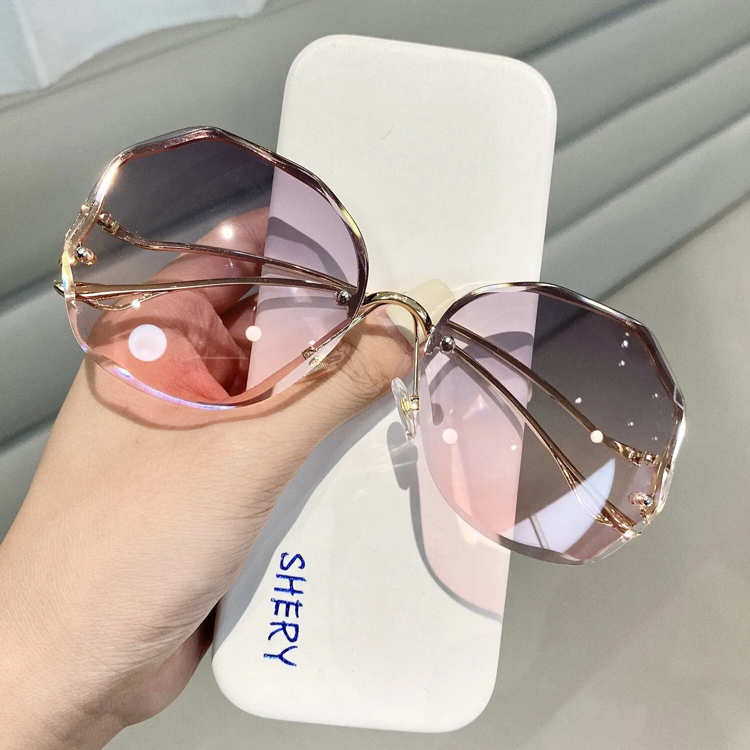 exquisite borderless trim sunglasses retro color gradient sunglasses unisex mountaineering cycling glasses summer goggles
