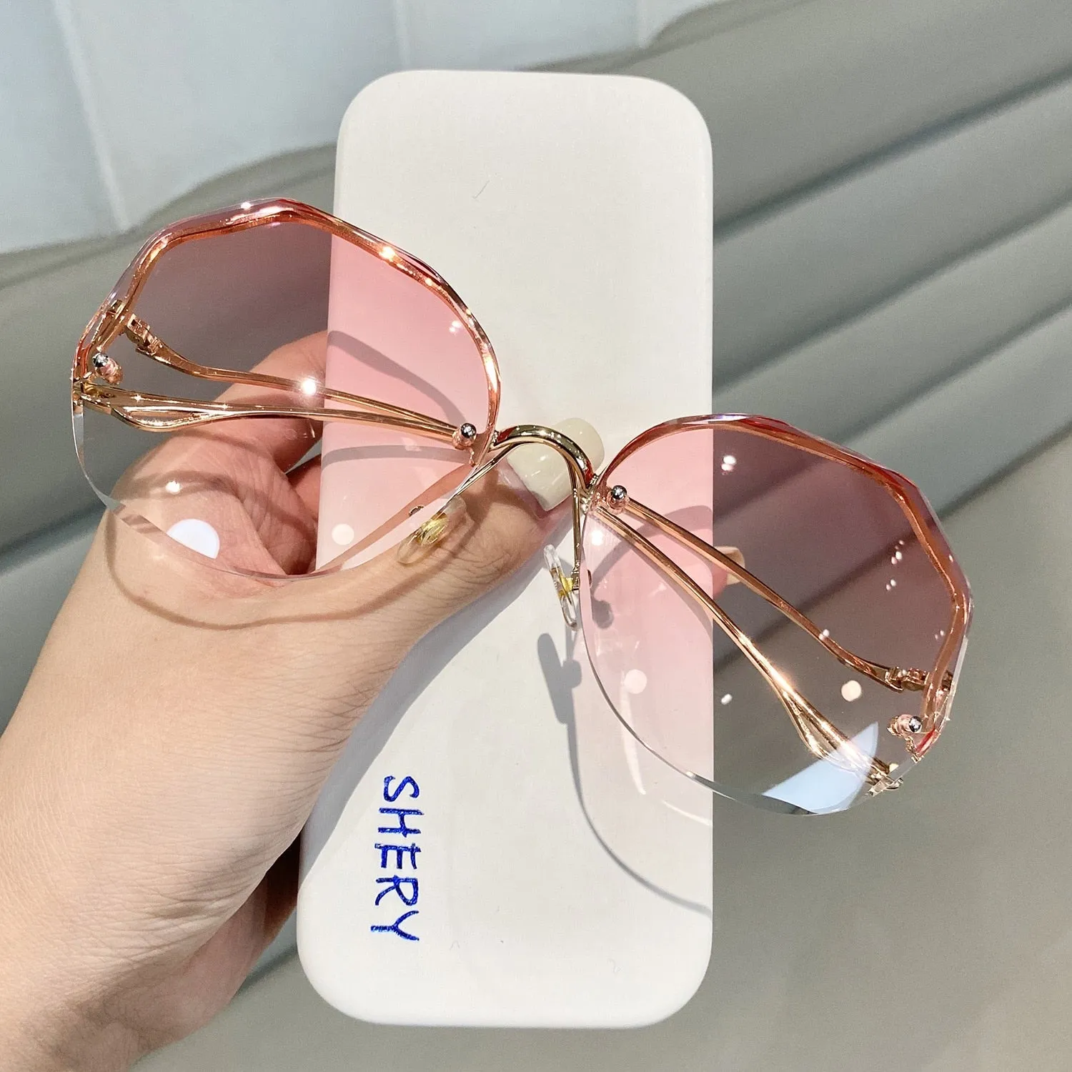 exquisite borderless trim sunglasses retro color gradient sunglasses unisex mountaineering cycling glasses summer goggles