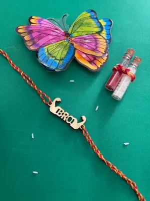 Fancy Rakhi Design Funky Slogan Muscular BRO Mauli Thread Raksha Bandhan