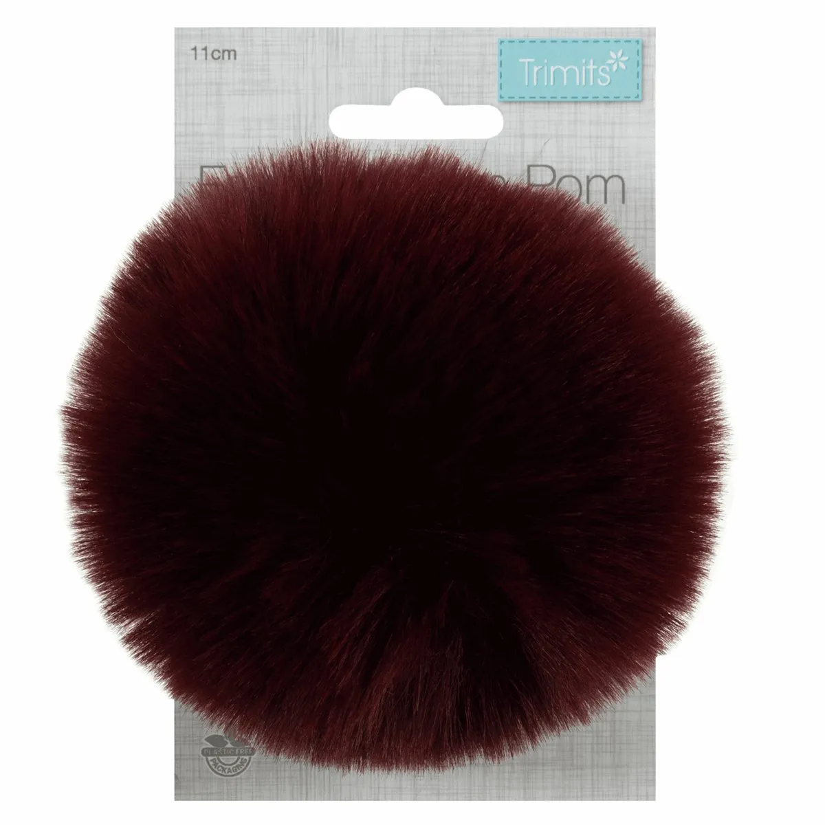 Faux Fur Pom Pom - Large 12cm - Burgundy