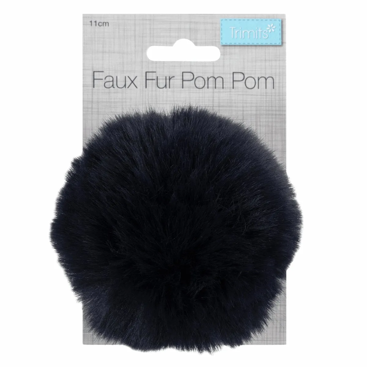Faux Fur Pom Pom - Large 12cm - Navy