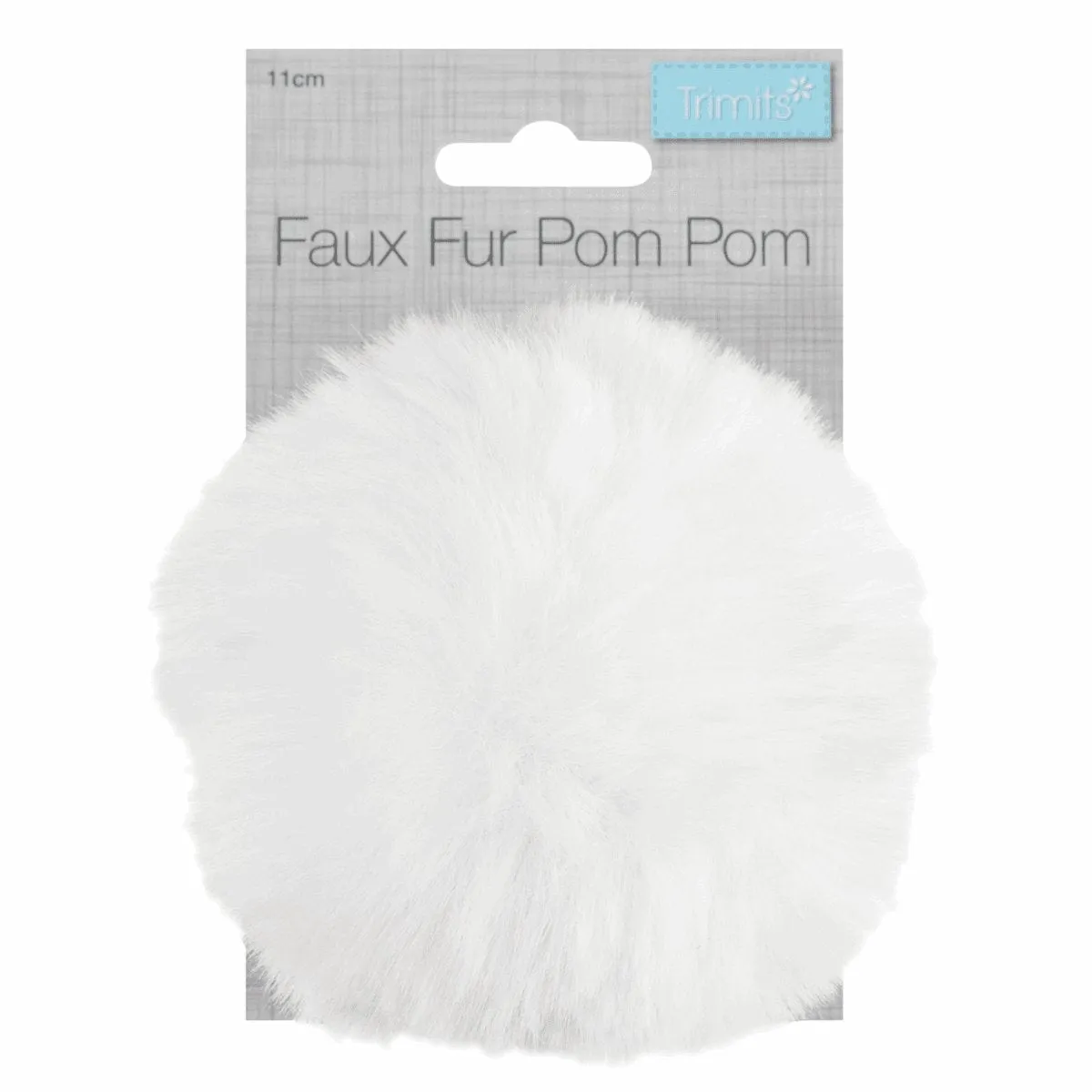 Faux Fur Pom Pom - Large 12cm - White