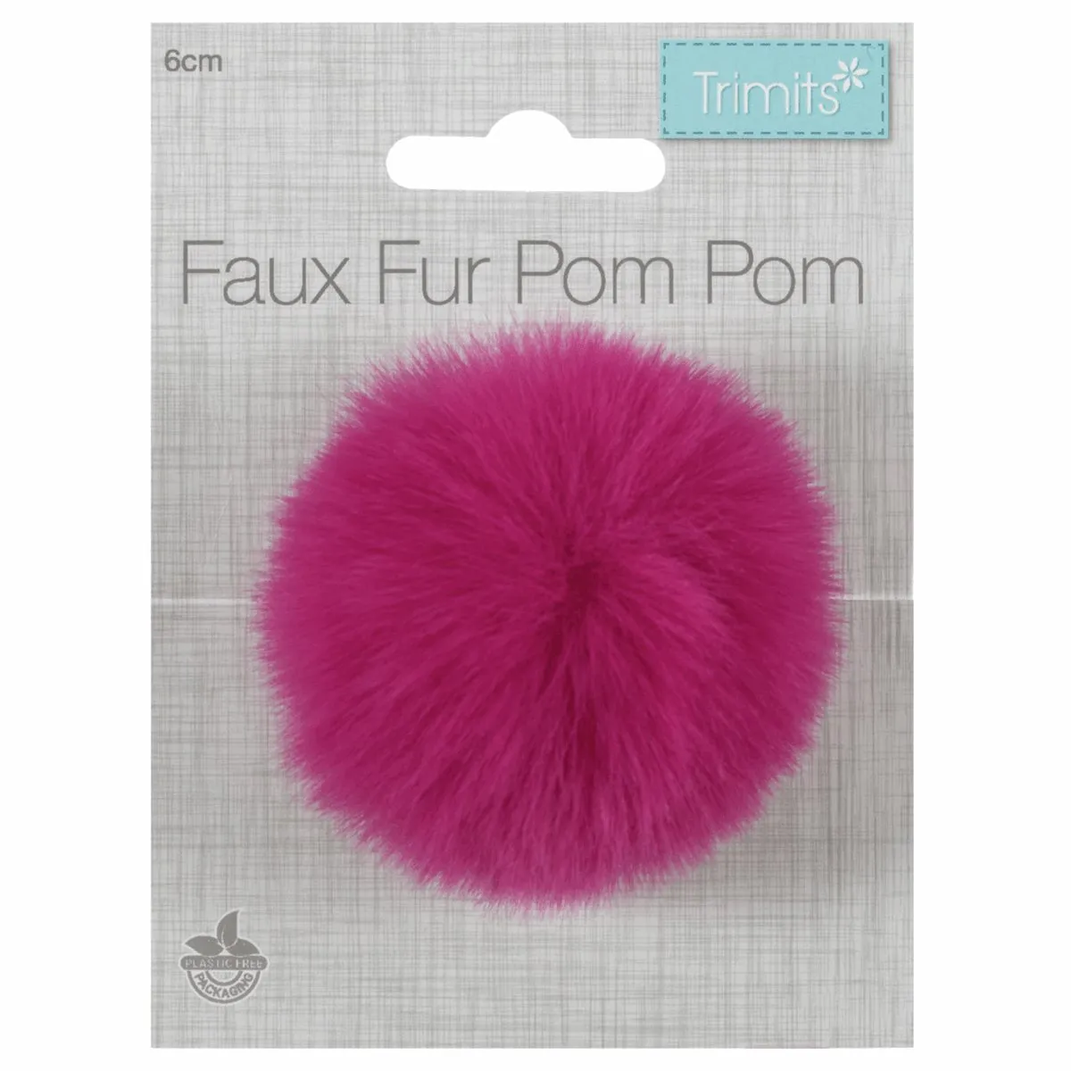 Faux Fur Pom Pom - Medium 6cm - Cerise