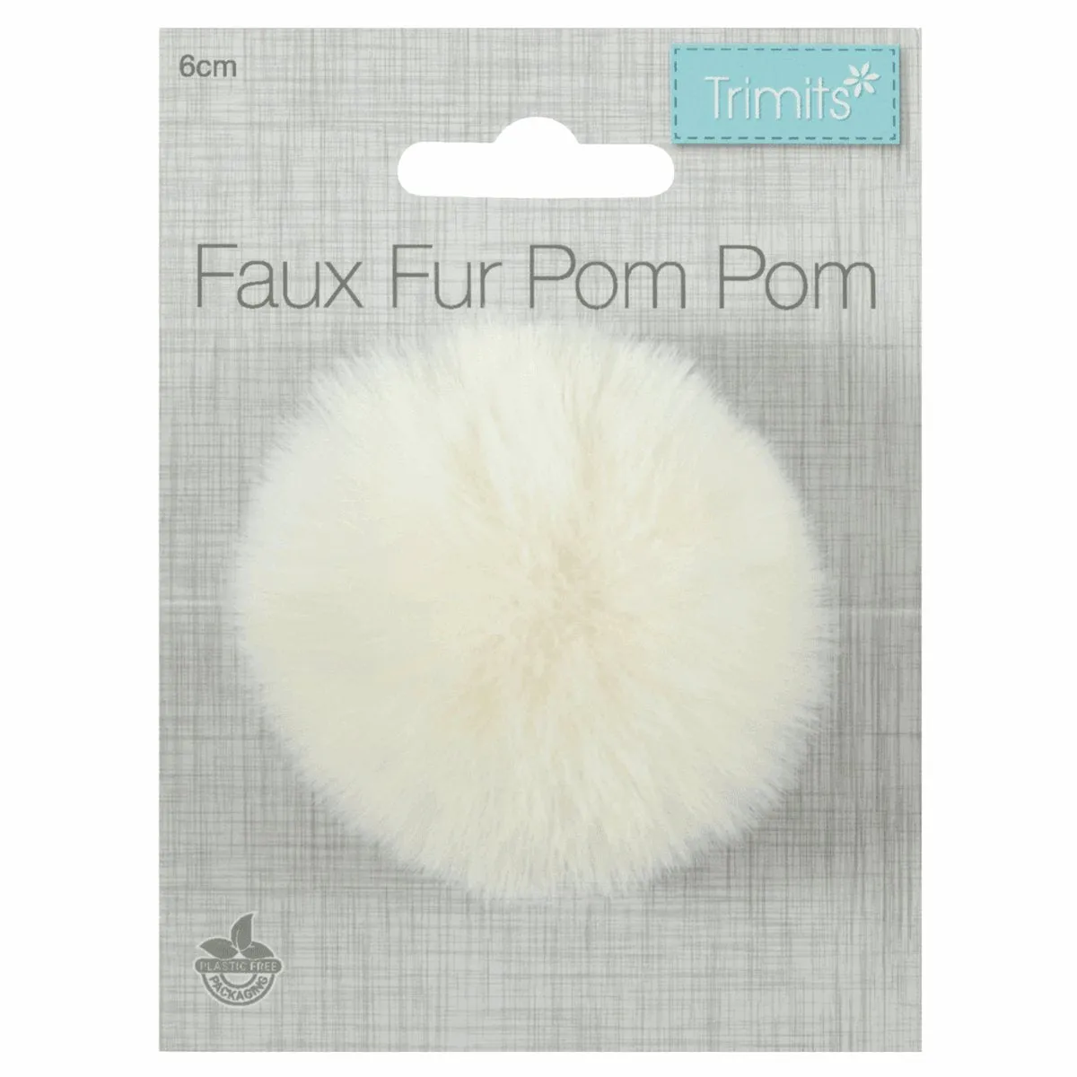 Faux Fur Pom Pom - Medium 6cm - Cream