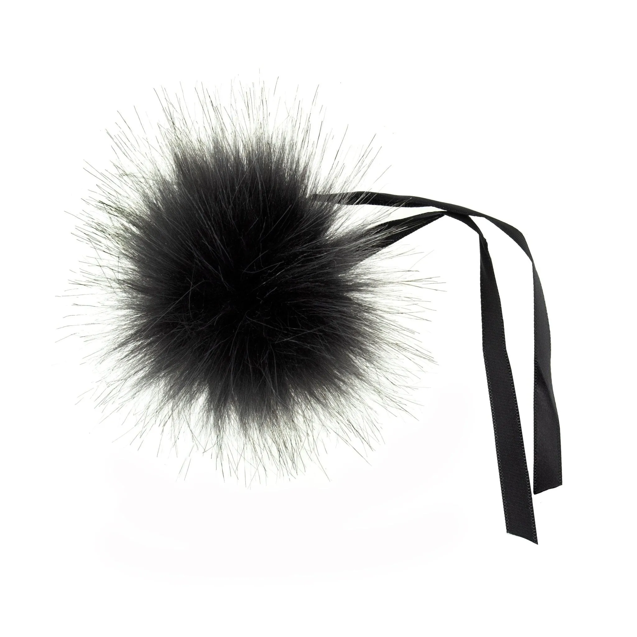 Faux Fur Pom Pom - Medium 6cm - Grey Tip