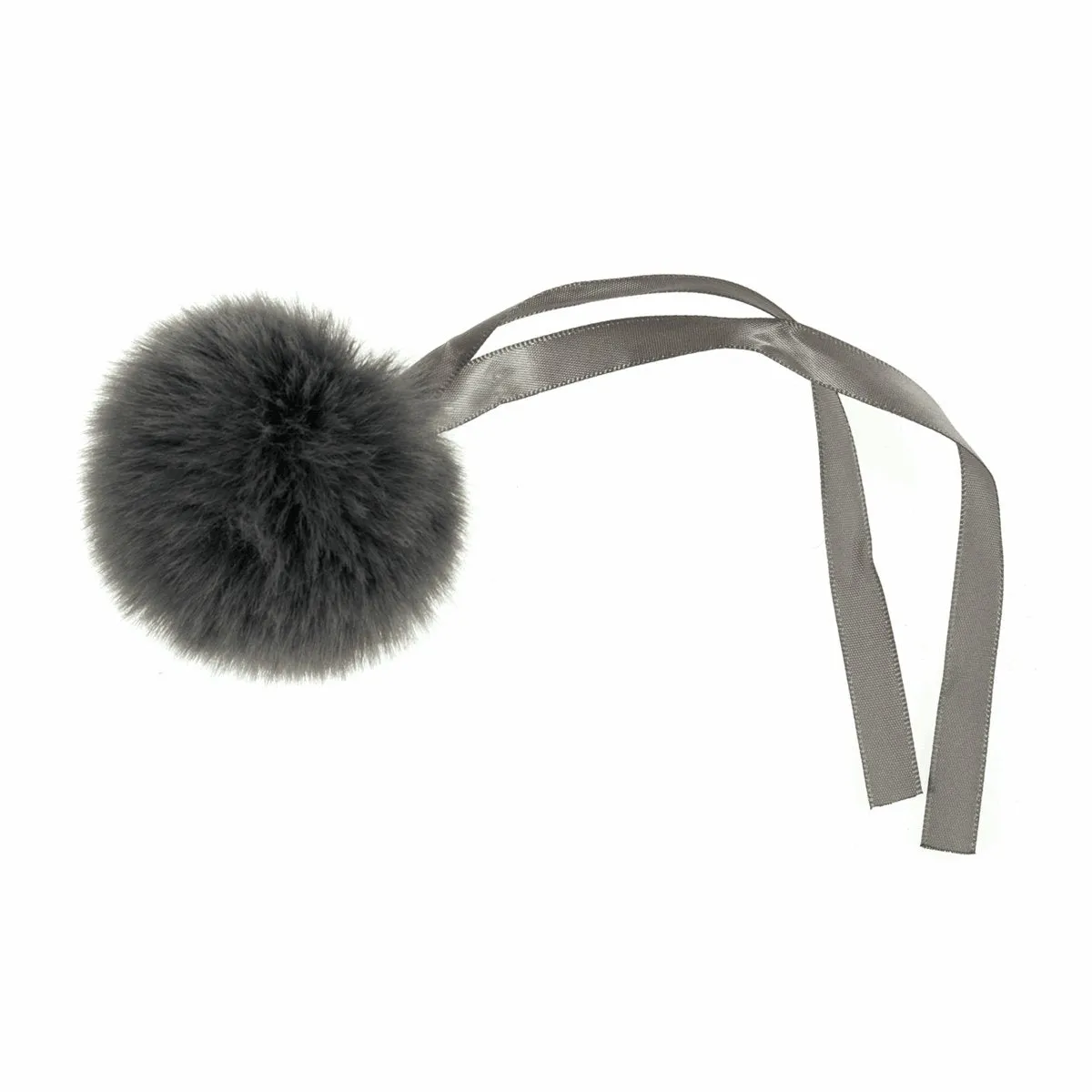 Faux Fur Pom Pom - Medium 6cm - Grey