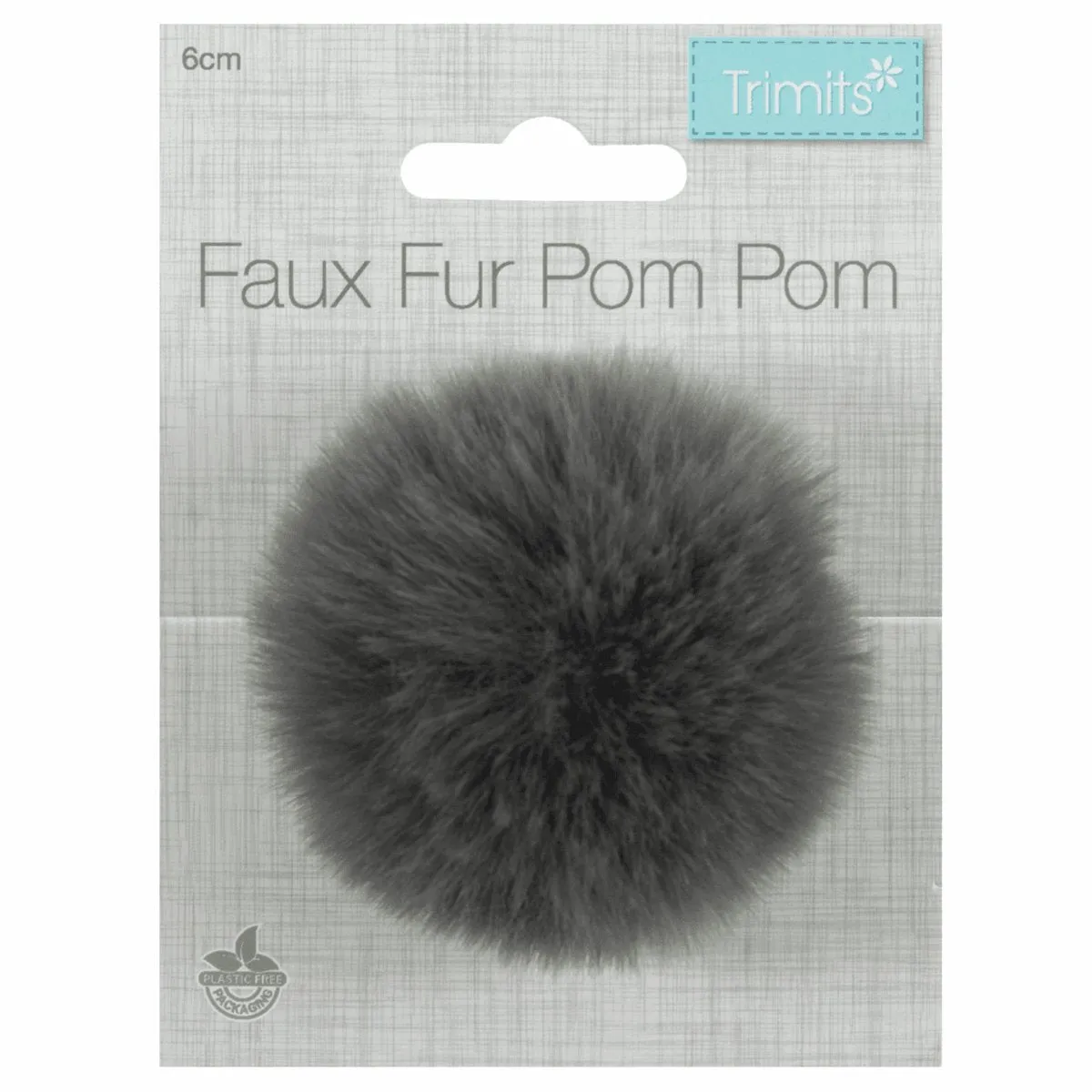 Faux Fur Pom Pom - Medium 6cm - Grey