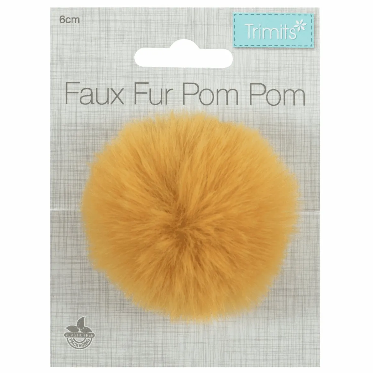 Faux Fur Pom Pom - Medium 6cm - Mustard