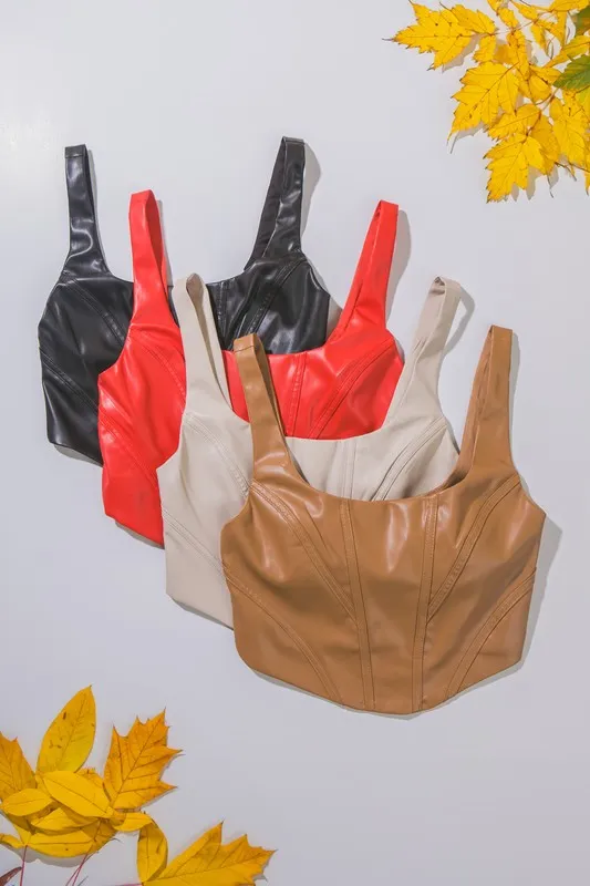 Faux Leather Corset Top