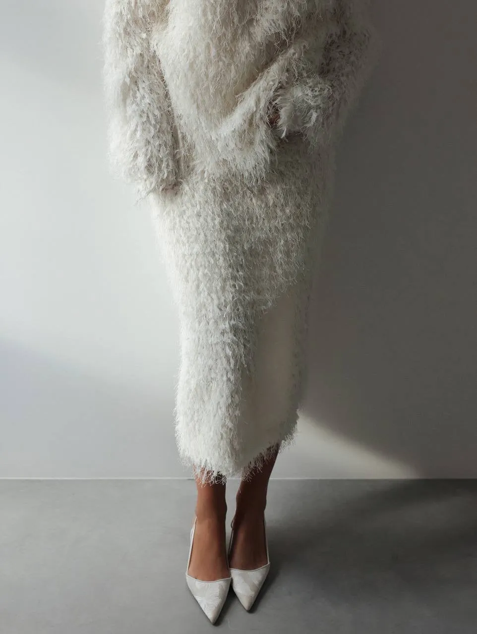 Feather-Textured Off-Shoulder Top