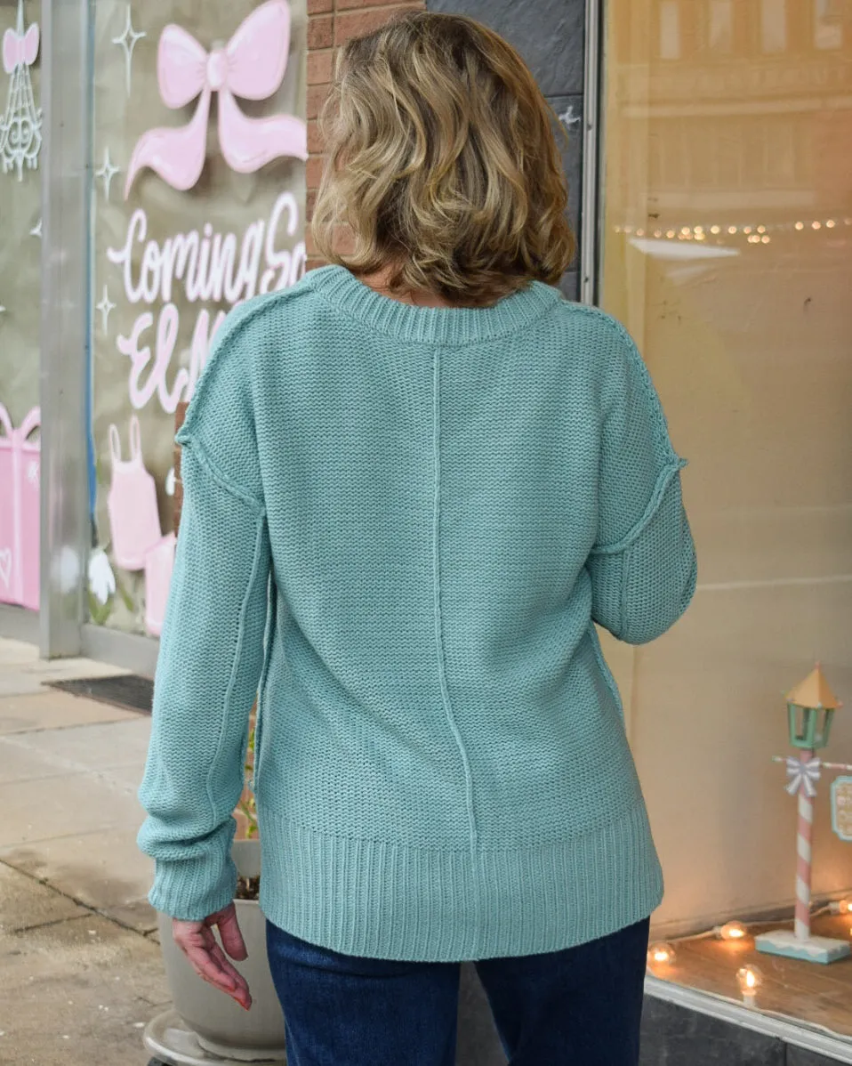 FEELING FUZZY PULLOVER SWEATER - OCEAN
