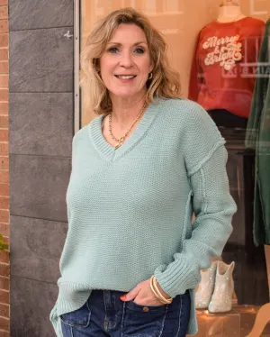 FEELING FUZZY PULLOVER SWEATER - OCEAN