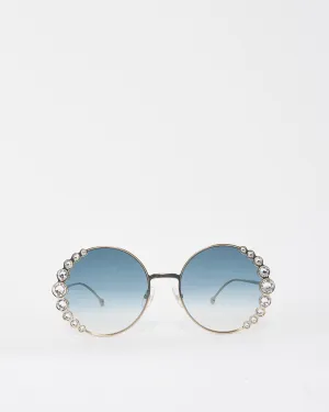 Fendi Blue/Silver Gradient Lens FF 0324/S Round Frame Sunglasses