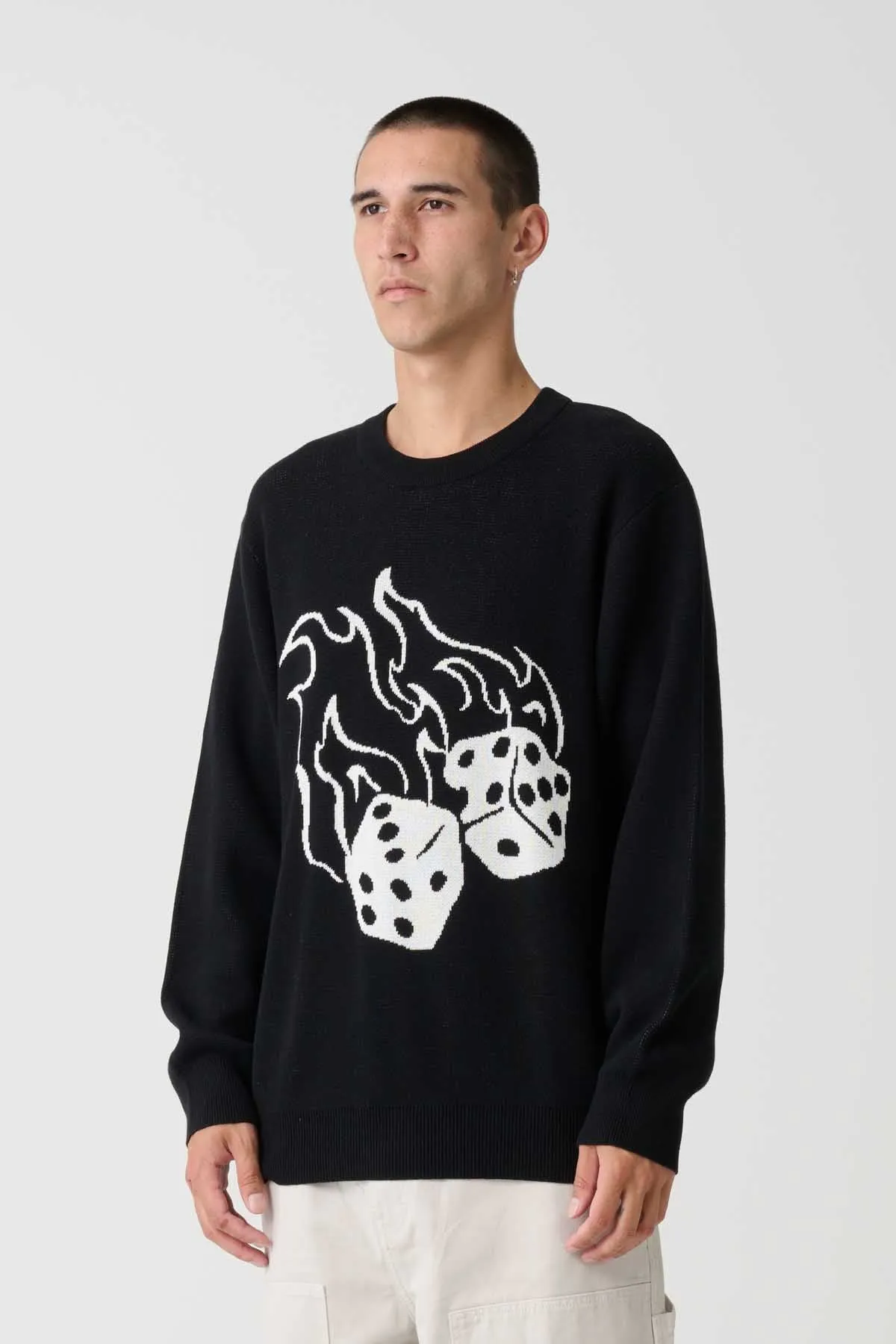 FIRE DICE KNIT CREW - Black