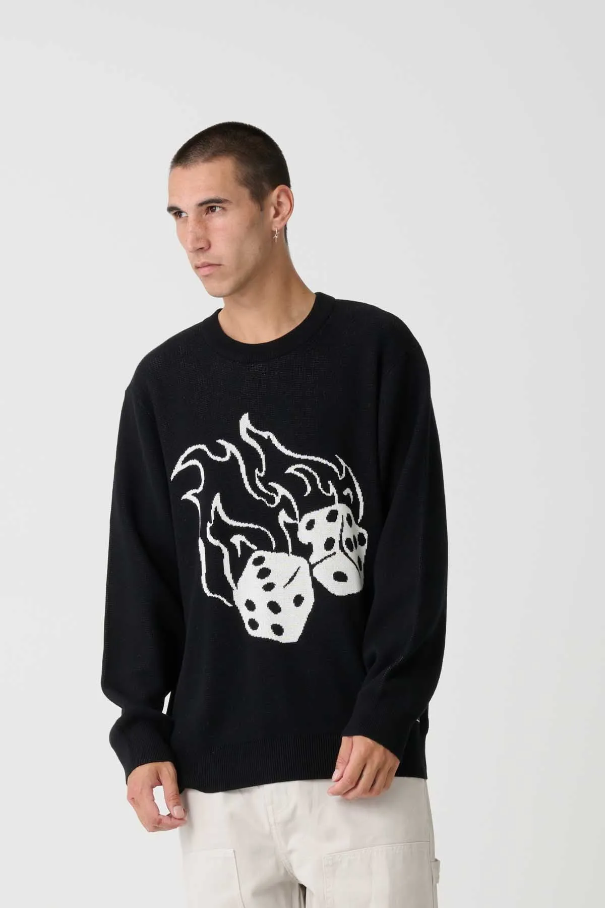 FIRE DICE KNIT CREW - Black
