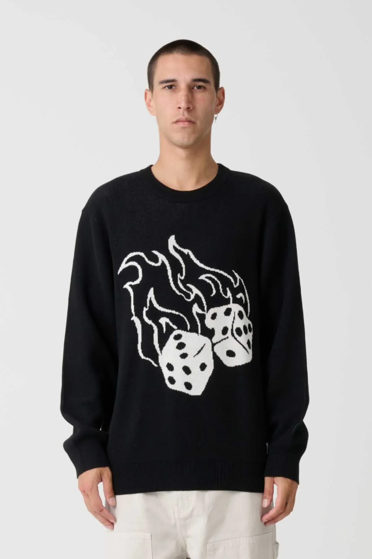 FIRE DICE KNIT CREW - Black