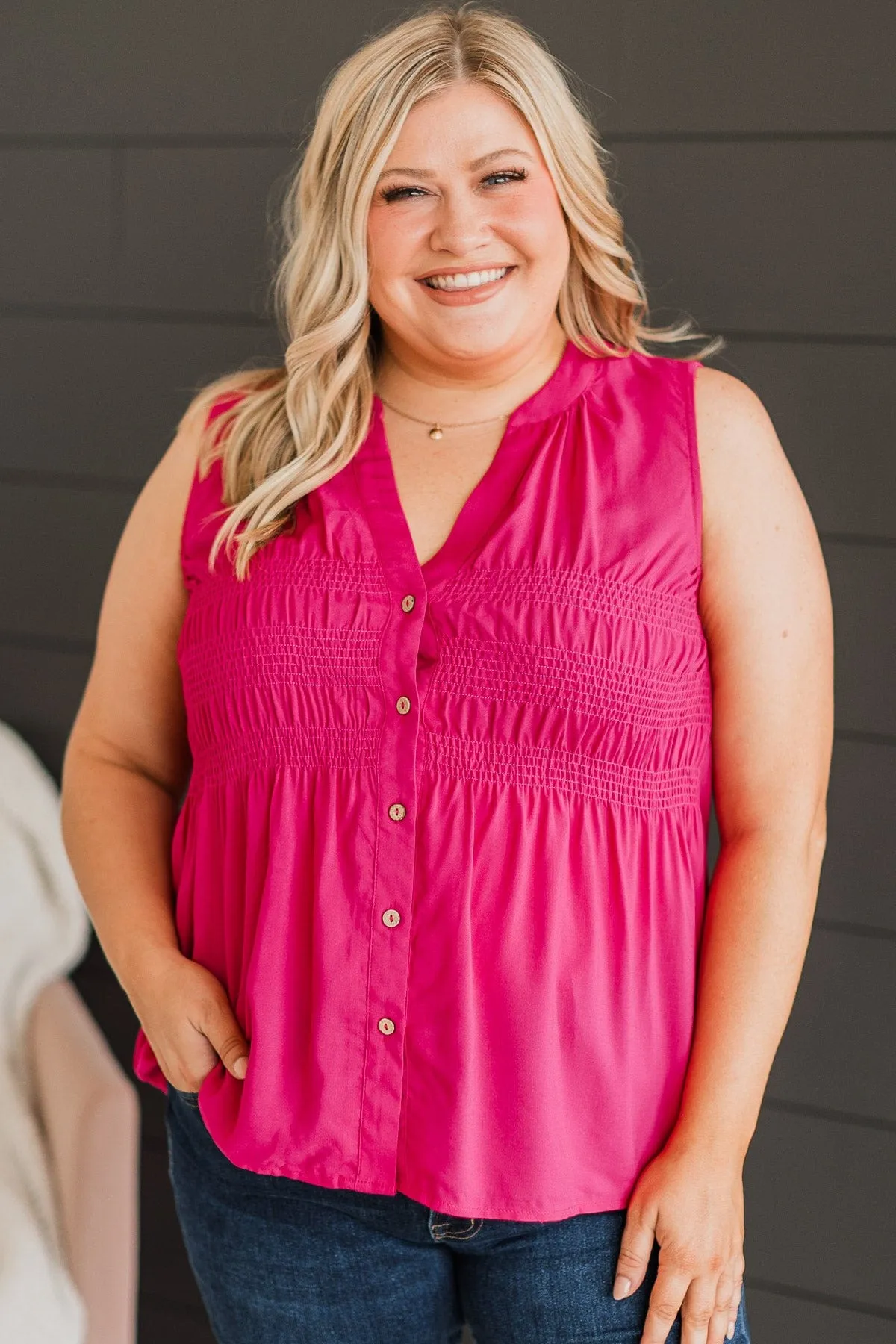 Flirting With Desire Sleeveless Top- Fuchsia