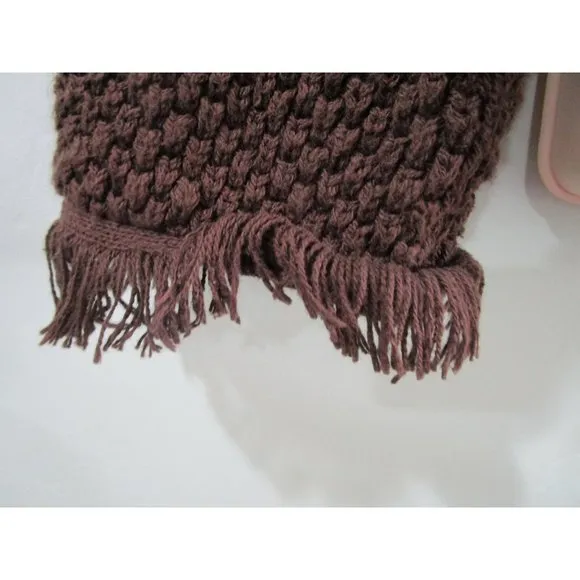 Floral Embroidered Fringe Brown Knit Sweater Vintage Lg FSD Michel Hong Kong GUC