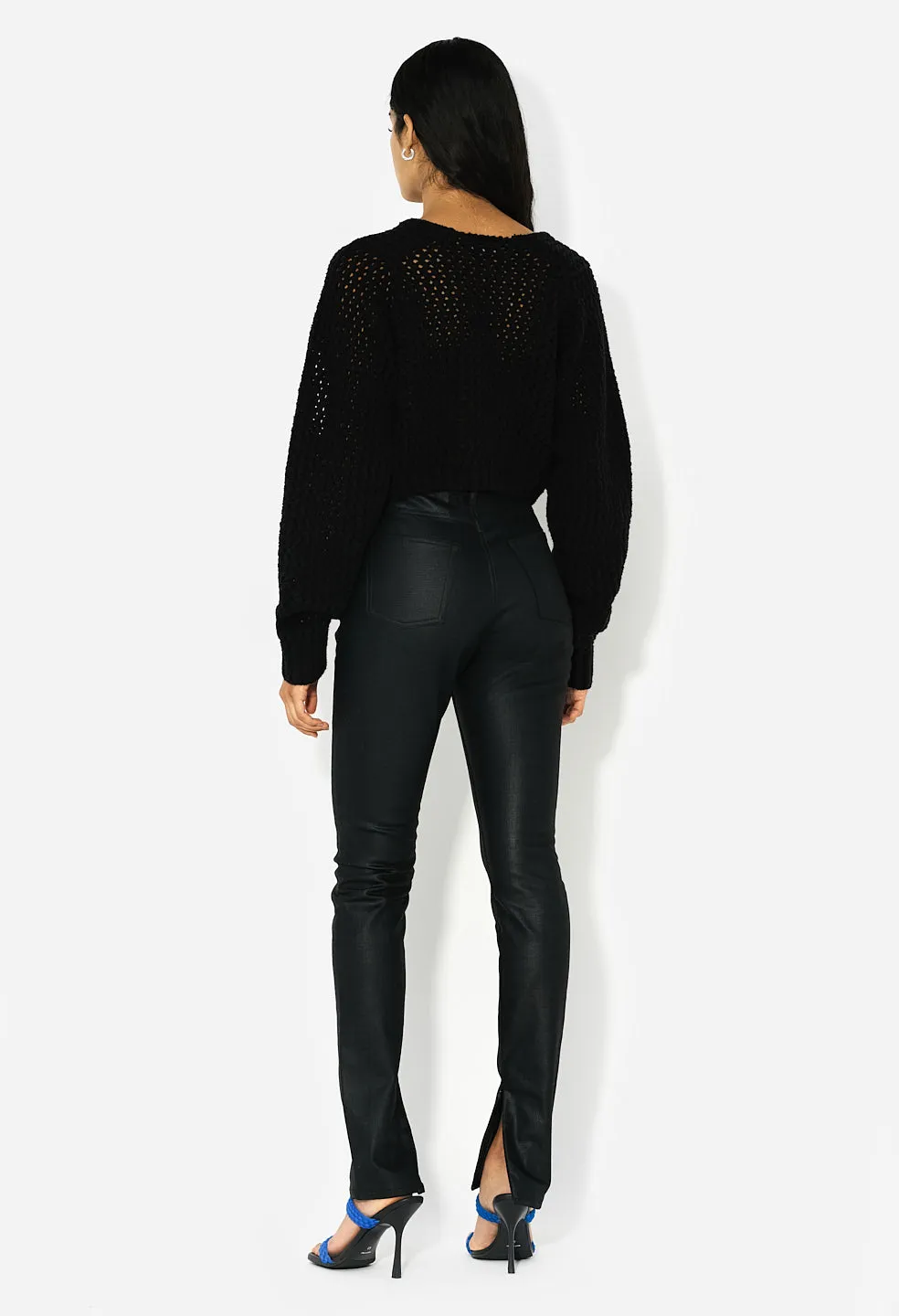 Foam Boucle Cropped Sweater / Black