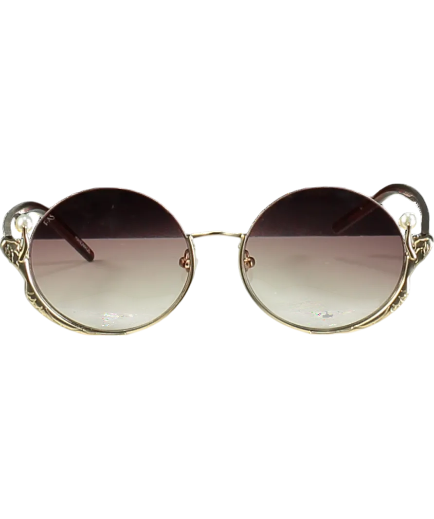 For Art's Sake Brown Round Frame Sunglasses One Size