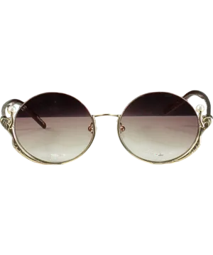 For Art's Sake Brown Round Frame Sunglasses One Size
