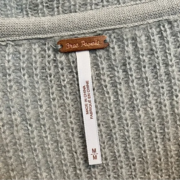 Free People Autumn Sky Wool Blend Gray Blue Cream Color Block Sweater medium