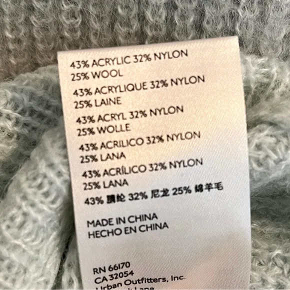 Free People Autumn Sky Wool Blend Gray Blue Cream Color Block Sweater medium